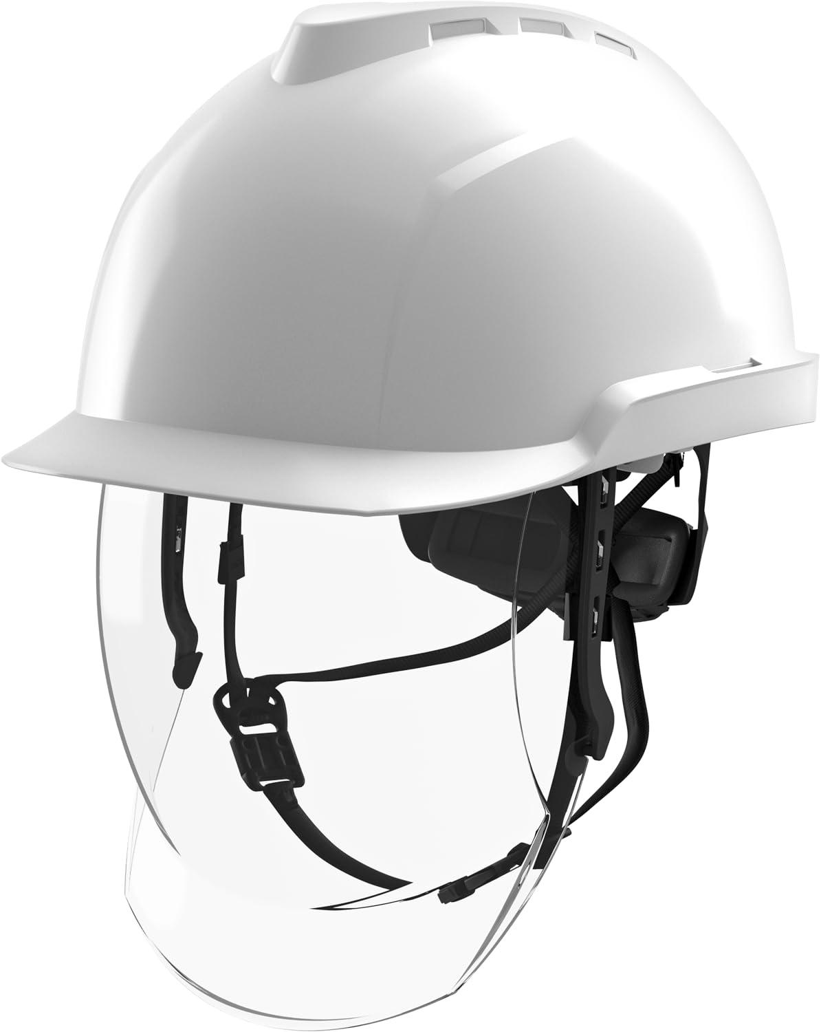 Bauhelm V-Gard 950 mit Visier, unbelüftet, weiß, EN 397