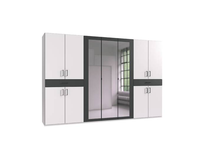 Kleiderschrank Tiby Weiss/graphit Holzwerkstoff B 313 cm - Kleiderschrank