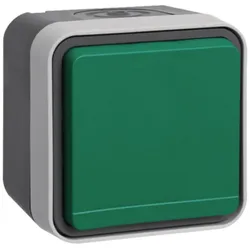 Hager W.1 - Steckdose AP mit grünem Klappdeckel, IP55, grau