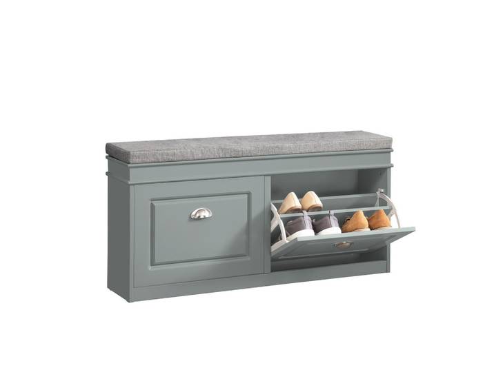 SoBuy Schuhbank Grau, Hellgrau, Holzwerkstoff, 104x52x24 cm, Garderobe, Schuhaufbewahrung, Schuhregale