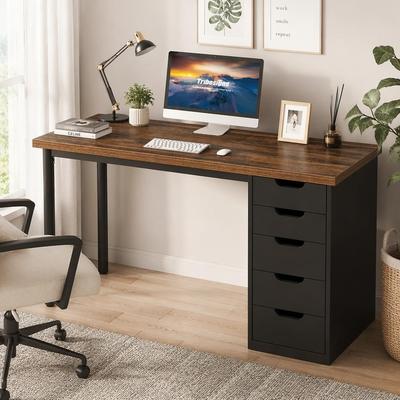 "47"" Computer Desk with 5 Drawers, Modern Study Table Writing Desk"
