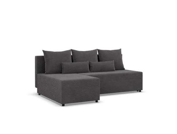 Mebligo Fermo - Ecksofa mit Schlaffunktion, Bettkastem, Komfort und Still, Universelle Seite, dunkelgrau (Poso 022)