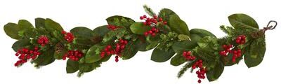 Nearly Natural 5' Magnolia Berry Pine Artificial Garland