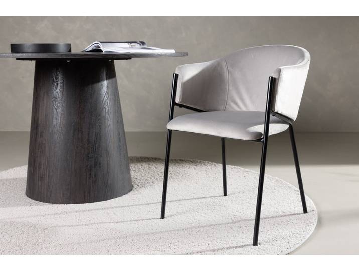 2er Set - Stuhl Calyra mit hellgrauem Samtstoff - Luxusbetten24