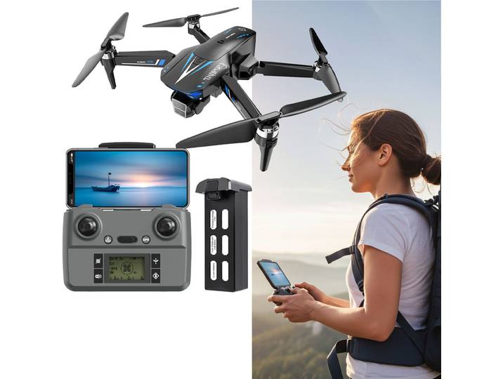 GPS-Drohne mit Full-HD-Kamera, faltbar, 800m Reichweite, inkl. Zusatzakku