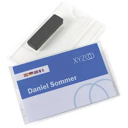 10 Namensschilder URBAN, magnetisch 90 x 55 mm, Hart-PVC, transparent