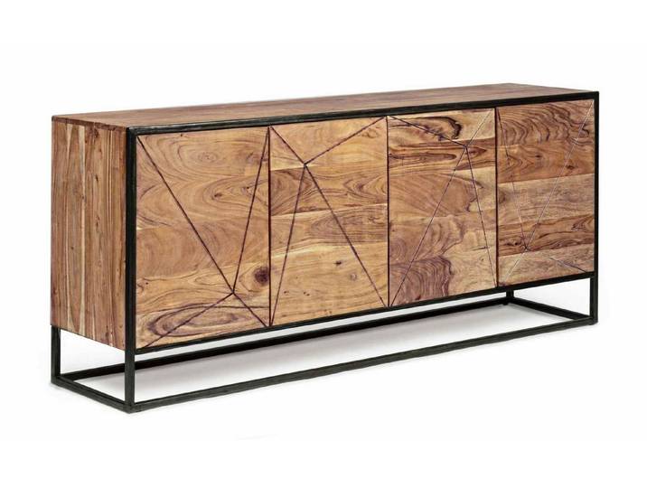Feeling4Home Sideboard Egon aus Akazienholz, 175 cm, Push-to-Open-System