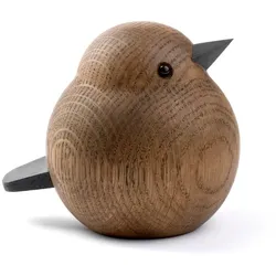 Holztier Mama Spatz Dekofigur - Nachhaltig gefertigt 7,3 x 9 x 8 cm Eiche geräuc...