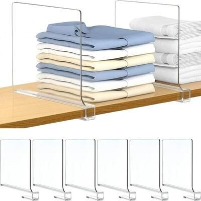 Uplift Essentials Clear Acrylic Closet Shelf Dividers Heavy Duty Wardrobe Clothing Separators Clear Acrylic Closet Shelf Dividers Heavy Duty Wardrobe Clothing Separators