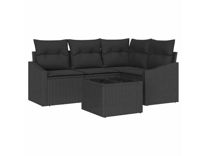 VidaXL - Sitzgruppe für den outdoor poly-rattan, One Size, Schwarz