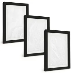 BILDER SET 3er Set - 20x30 cm Schwarzer Rahmen - Elegante Marmorstruktur