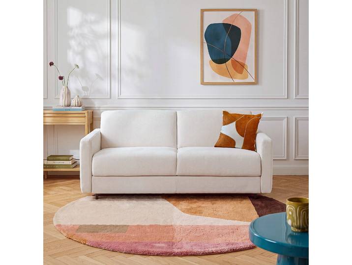 HABITAT - Canapé convertible 3 places - Couchage 160 cm - Matelas 13 cm - Tissu Silba - Beige - Cuzco