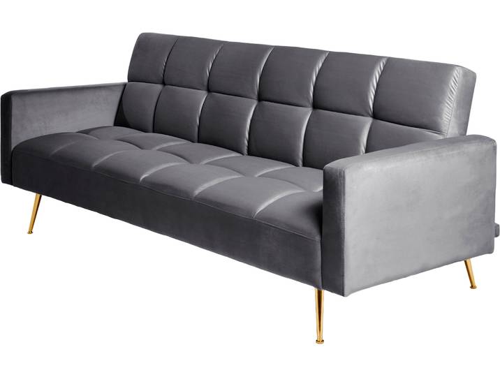 Schlafsofa JAHNKE CHILLAX POSH , grau (platingrau), B:213cm H:85cm T:84cm, Sofas, Schlafsofa, mit Schlaffunktion, edler Samtstoff & Füße im Gold-Look, Breite 213 cm