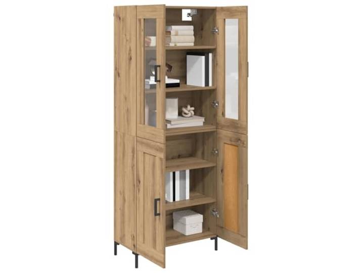 KTHLBRH Sideboard 2 Stück Eiche Handwerk 69,5 x 34 x 180 cm Mehrschichtholz, 4 Glastüren, Wandmontage, einfache Montage