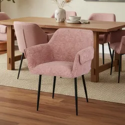 HOME DELUXE Esszimmerstuhl chenille CHENO - 6er Set Rosa