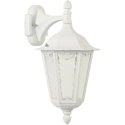 Albert Außenwandleuchte Landhausstil Typ Nr. 1819, hängend mit Wandarm, IP23, E27 QA55 57W, Alu-Guss / Kathedralglas, weiß ALB-681819
