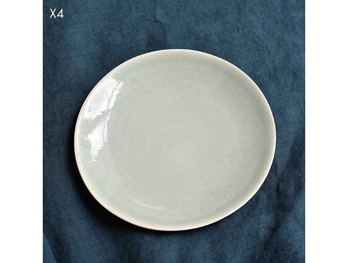 Set de 4 assiettes à dessert en céramique vert d´eau craquelée F