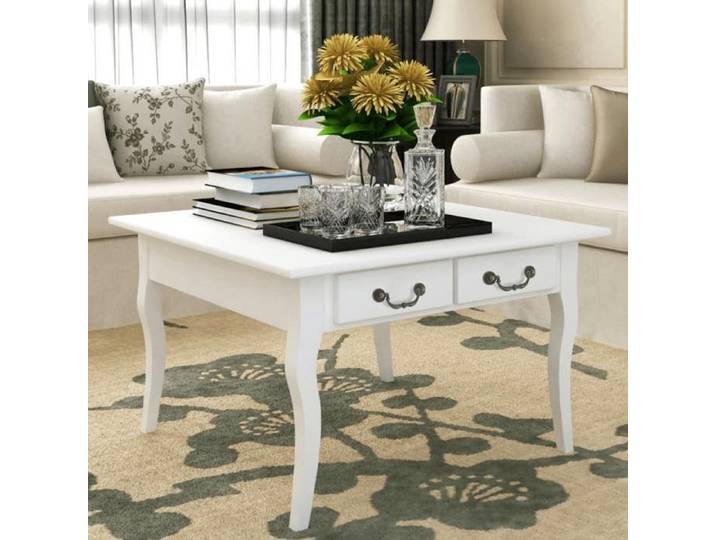 SALE 2025 Table basse - Table d'Appoint de Salon - avec 4 tiroirs Blanc 15 8 Kg 3130