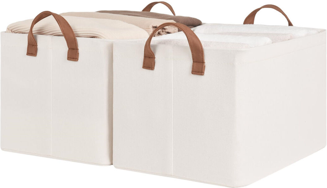 Ebern Designs Fabric Decorative Bin White 26cm H x 41.5cm W x 30.5cm D