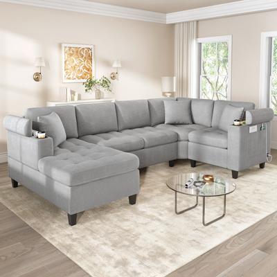 Oversized U-Shaped Chenille Sectional Sofa with Chaise by Harper&Bright Designs