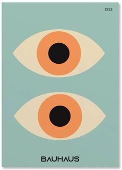 Uplift Picks Abstract Bauhaus Wall Art Orange Geometric Canvas Poster Decor 02 20x30 Cm no Frame