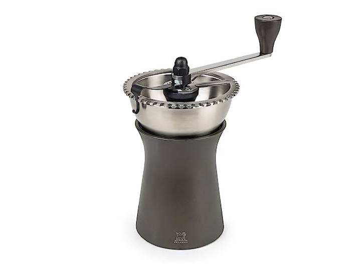 PEUGEOT - Manuelle Kaffeemühle Kronos - Einstellbares Stahlmahlwerk - Höhe: 19 cm - Zeitlose Hommage an die Uhrmacherei - Schokoladenbraun