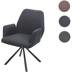 Esszimmerstuhl HWC-H71, Küchenstuhl Lehnstuhl Stuhl, Stoff/Textil Stahl ~ dunkelgrau