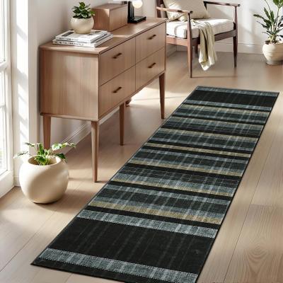 Garvee Classic Plaid Geometric Washable Living Room Rug