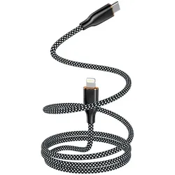 Neues magnetisches Kabel Encore Energy USB-C Lightning Kabel QC PD 3A 27W zum Laden und Datentransfer 100 cm geflochten schwarz-weiß EE126-CL