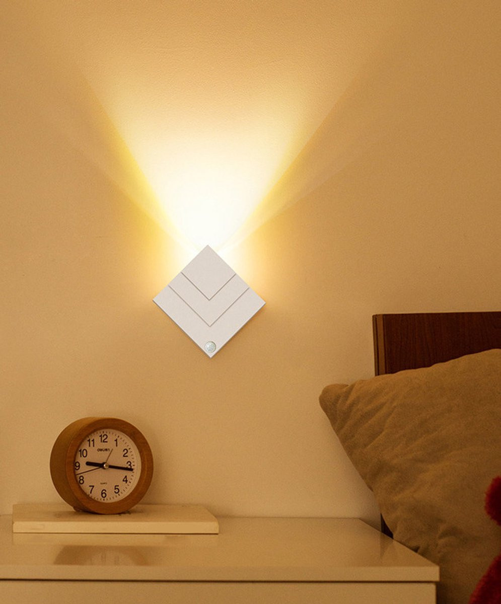 Oplaadbare LED Wandlamp met Bewegingssensor en Magnetische Plakstrip - Warmwit - Zwart