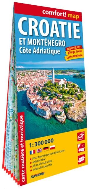 Carte routière plastifiée - Croatie, Monténégro, Côte Adriatique   Express Map