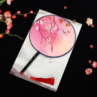 Multisell Products Hub Vintage Printing Silk Hand Fan, Round Cheongsam Tang Suit, Ancient Tassel Dance Fan, Multistyles Diameter 7