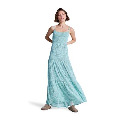 Spaghettikleid ROXY "Tropical Glow Maxi Printed", Damen, Gr. XL, blau (oil grün wildside paisley), Obermaterial: 100% Viskose., Kleider