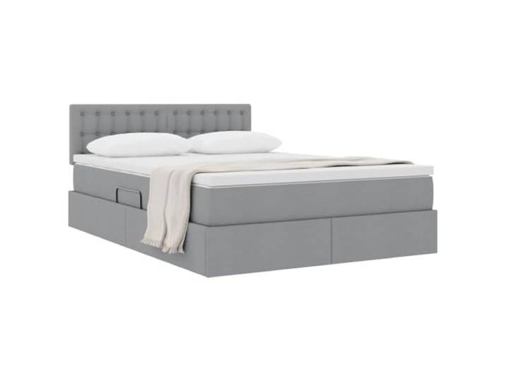 KTHLBRH Boxspringbett Hellgrau 140 x 190 cm mit Matratze Minimalistisches Design, solider Rahmen, hydraulischer Aufsatz, platzsparend, aufgeräumtes Zimmer