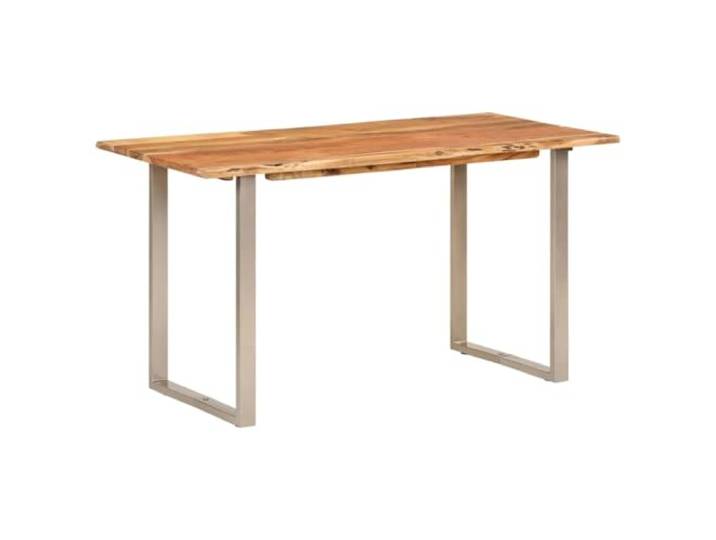 KGHERMDF Esstisch 140x70x76 cm Akazie Massivholz Industrieller Stil, Stahlbeine, Robust, Rustikal, Einzigartige Maserung, Für Küche Esszimmer