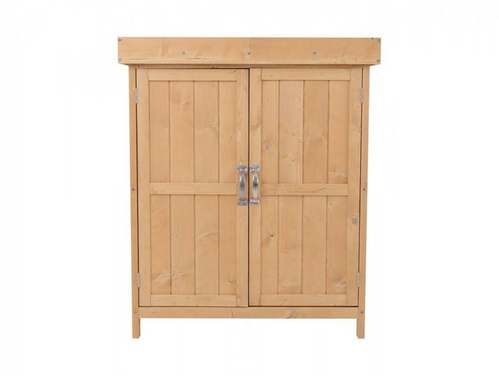 Outsunny Geräteschrank Geräteschuppen Holzschrank 2 Fächer Tannenholz Natur