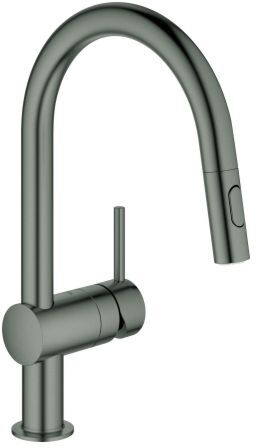 Grohe Minta Spültisch-Einhebelmischer 32321AL2 hard graphite gebürstet, herausziehbare Dual-Spülbrause, C-Auslauf