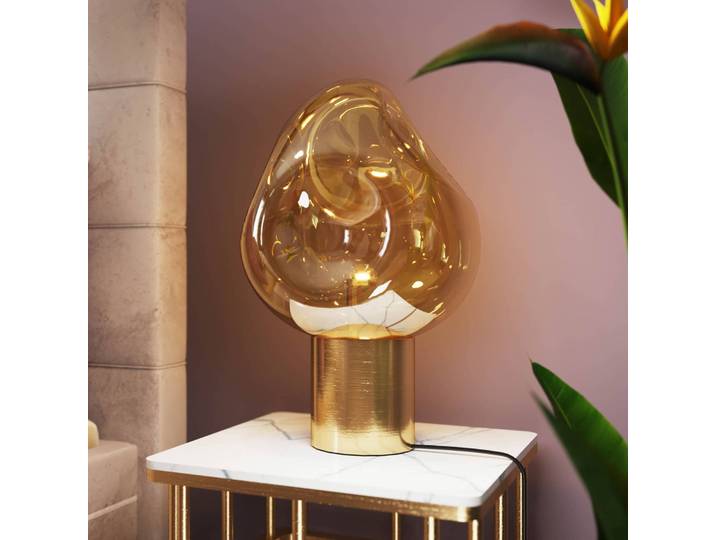 KARE Tischlampe Dough, messing / gold, für Wohn- / Esszimmer, Glas, Design