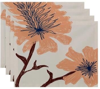 E by Design Dual Floral Print Table Top Placemat (Set of 4)
