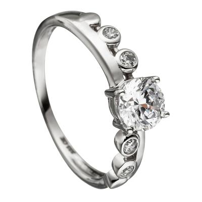 Fingerring JOBO "Ring Weißgoldring" Gr. 50, silber (weißgold 333), Fingerringe, Damen, 50, Weißgold 333, Fingerring, 333 Weißgold mit 6 Zirkonia