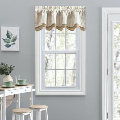 Plaza Stripe 2 Fabric Bradford Valance by Plaza Stripe in Tan