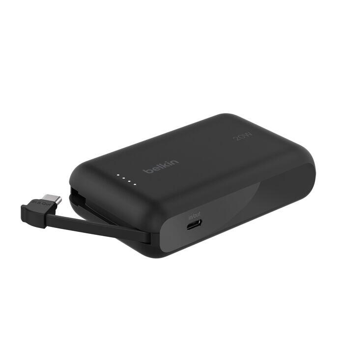 Belkin BoostCharge Powerbank 10K mit integriertem Kabel, schwarz BPB021HQBK