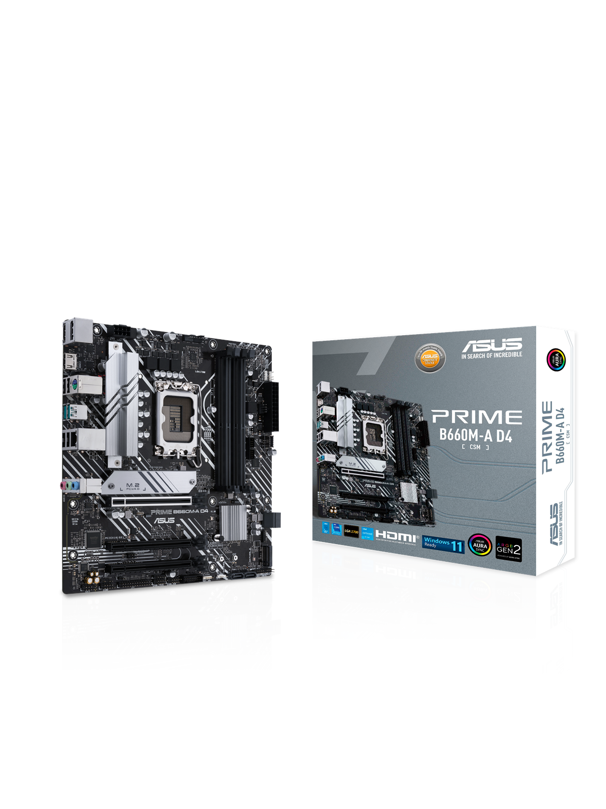 ASUS PRIME B660M-A D4-CSM Mainboard - Intel B660 - Intel LGA1700 - DDR4 RAM - Micro-ATX