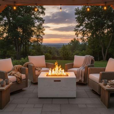Direct Wicker Outdoor 40000 BTU MGO Square Fire Pit with Steel Burner