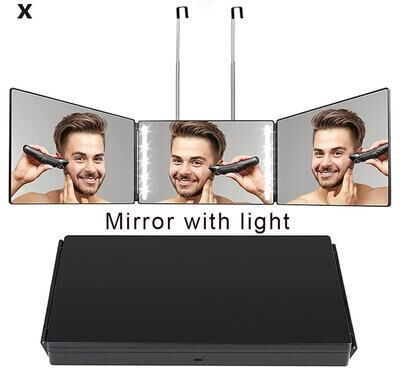 Fusion Finds Lighted Way Mirror With LED Lights Adjustable Trifold Haircut Makeup & Shaving Mirror black Led
