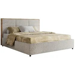 POLSTERBETT LERIO CLASSIC 140/200 - Hellgrau Strukture - Schaum-Matratze