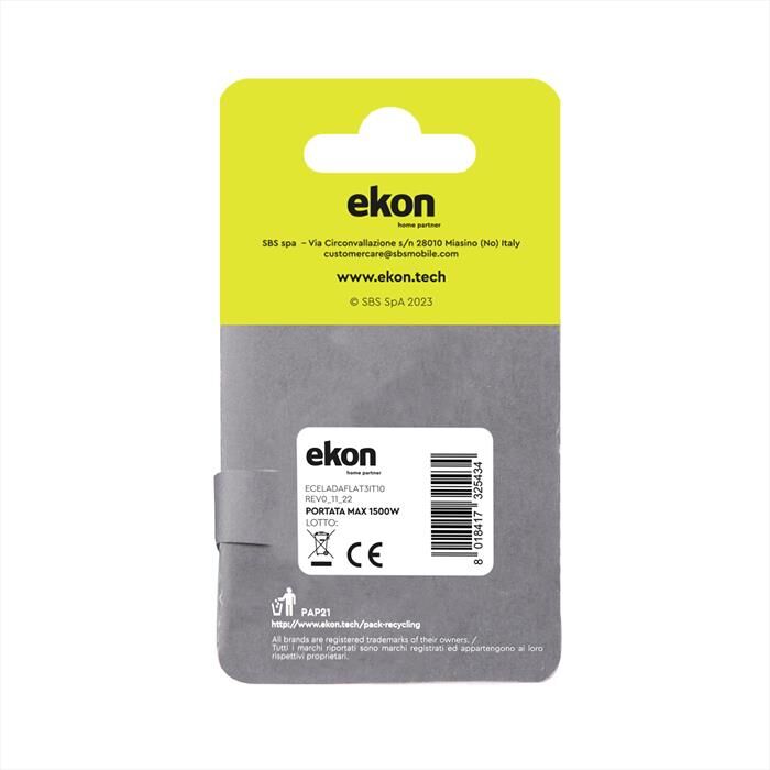 EKON Adattatore Triplo Piatto 10a-bianco