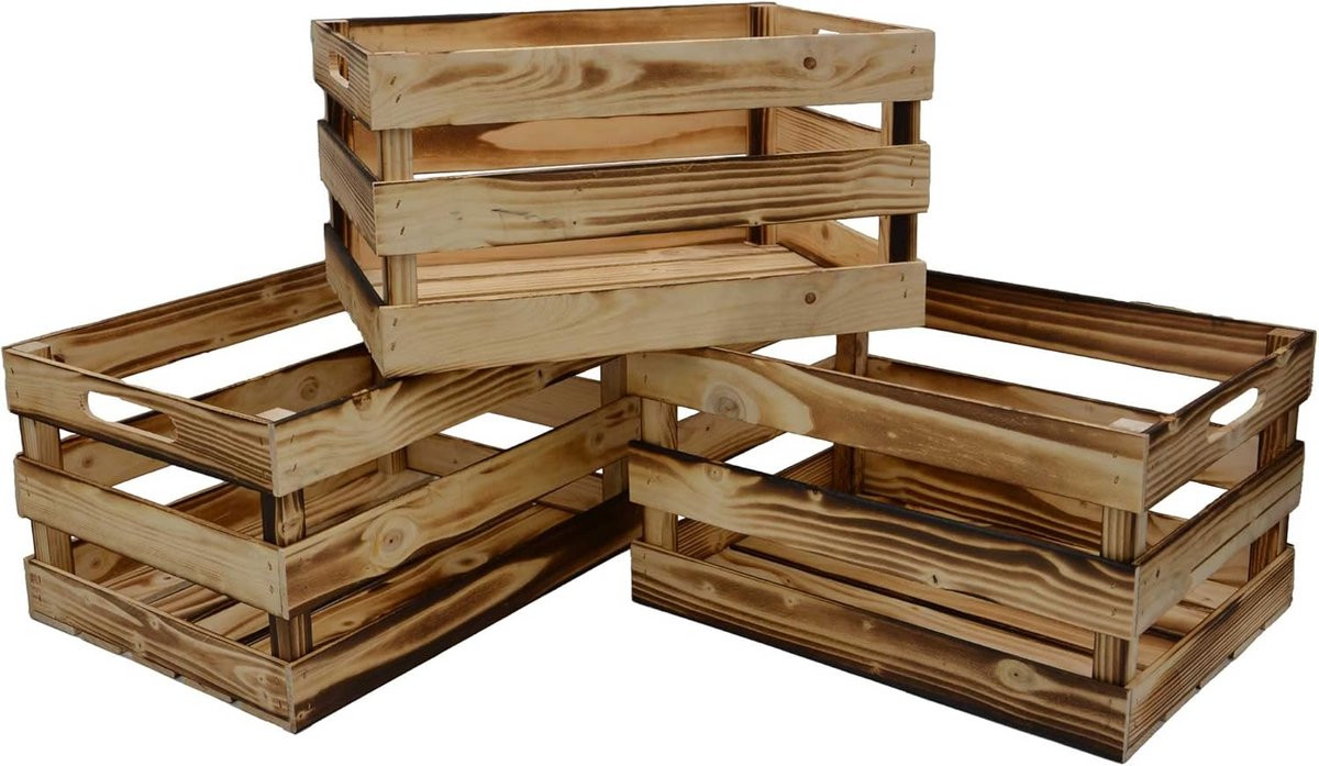 Set van 3 houten sierkisten in vintage stijl voor decoratieve opbergdoos