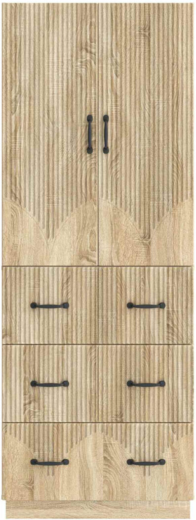 Inbox Zero Cabinet Set 2 Pcs Engineered Wood Storage Modular Home Unit Compact Sonoma Oak 87cm H X 66cm W X 34.5cm D