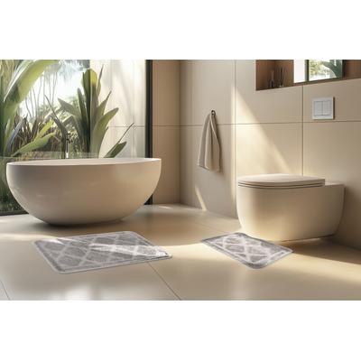 Badematte KAYOOM "Badematte Lagoon 125", grau (silber), (50cm x 40cm ) (40cm x 80cm ), Polypropylen, Badematten, Badematte, Kurzflor